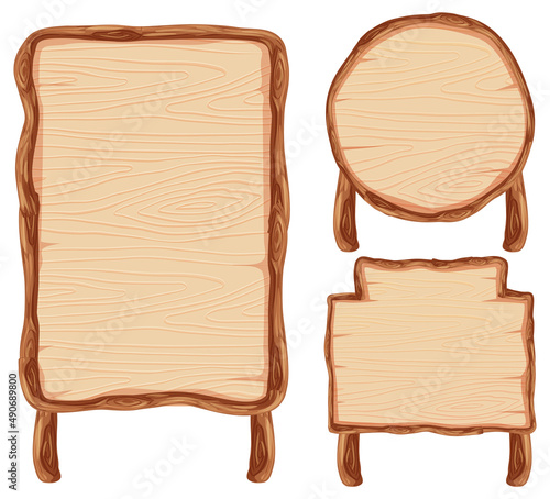 Set of wooden sign banner