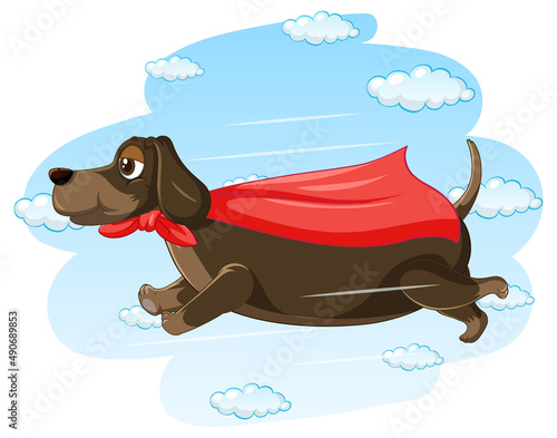 A dog superhero on sky background