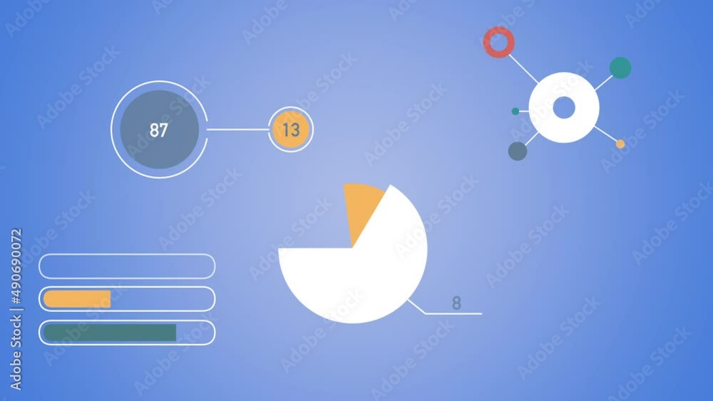 Infographic motion design for presentations. Set of colourful pie ...