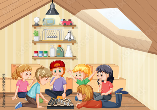Children playing games in the room