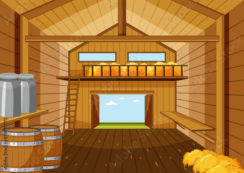 Scene inside the barn