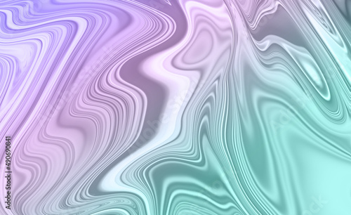 Abstract textured iridescent multicolored liquid background in blue tones.