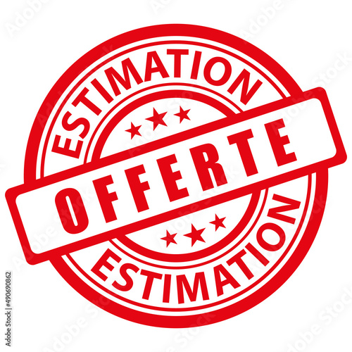 Estimation offerte. Tampon rouge. Icône vectoriel.