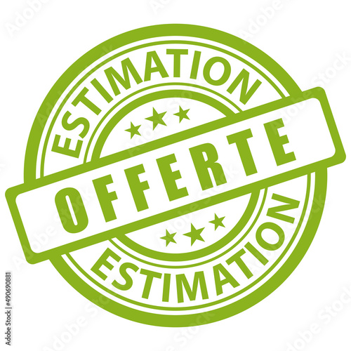 Tampon vert estimation offerte. Icône vectoriel.