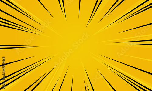 Manga. Speed lines comic effect on yellow background. 