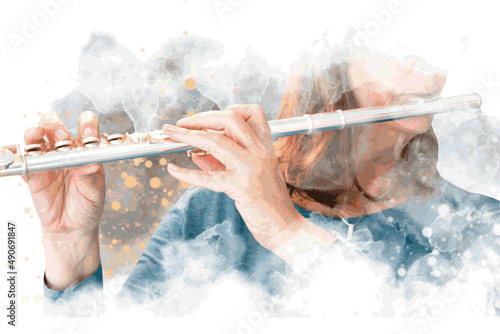 Music graphic with flute in vector quality.