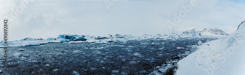 panoramic view of the glacier lagoon in iceland