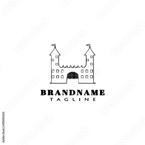 castle logo cartoon design icon template black isolated illustration