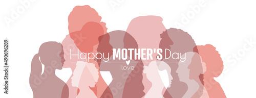 Happy Mother's Day card. Flat vector illustration.