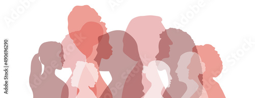 Women of different ethnicities together. Flat vector illustration.