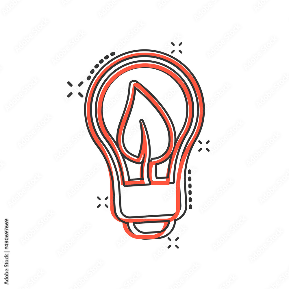 Light bulb icon in comic style. Lightbulb cartoon vector illustration on white isolated background. Energy lamp splash effect sign business concept. Light bulb icon in comic style. Lightbulb cartoon vector illustration on white isolated background. Energy lamp splash effect sign business concept.