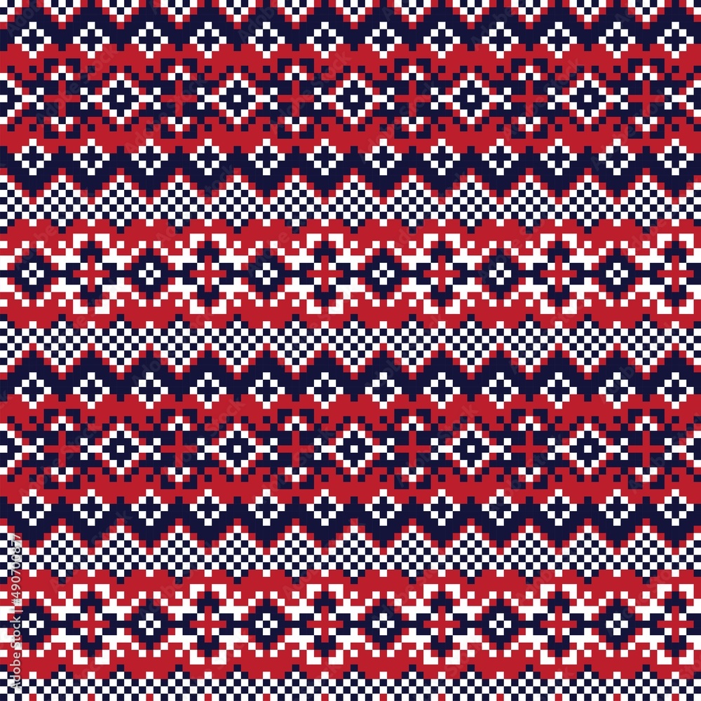 Snowflakes Fair Isle Seamless Pattern Design Snowflakes Fair Isle Seamless Pattern Design