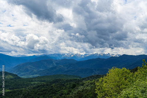 View of the Lago-Naki plateau in Adygea. The Caucasus Mountains. Russia 2021