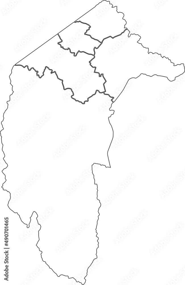 White flat blank vector administrative map of electorate areas of the Australian territory of AUSTRALIAN CAPITAL TERRITORY with black border lines of its areas