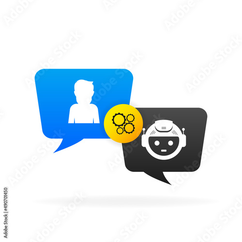 Chatbot icon concept, chat bot or chatterbot. Robot Virtual Assistance Of Website Or Mobile Applications. Vector illustration