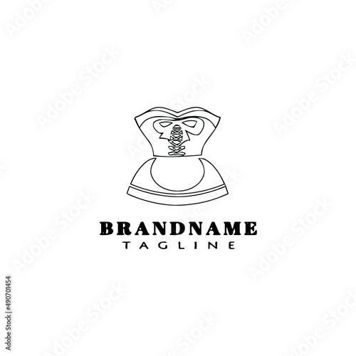 french maid fashion logo cartoon design template icon black isolated vector