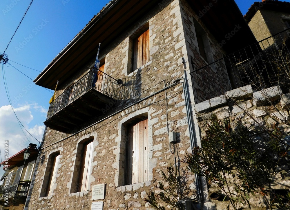 The historic home of the late Greek Orthodox Patriarch, Grigorios the Fifth, hanged by the Turks, in 1821, in Dimitsana, Greece