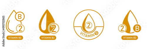 vitamin b2 supplement, drop, logo, icon set vector illustration 