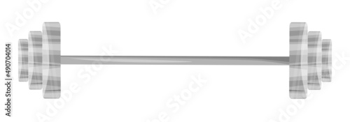 Gray vector barbell, dumbbells for sports and weight gain. Illustration on a white isolated background. For use in the design of banners, postcards, business cards, posters, patterns.