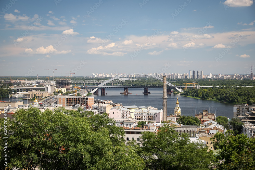 Dnieper River and Bridge in Kiev, Ukraine