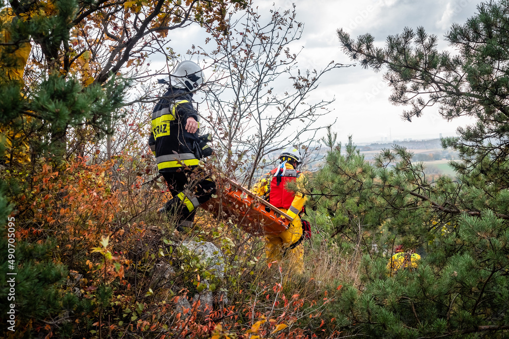 Fototapeta premium OSP, straż, ratunek, wspinaczka
