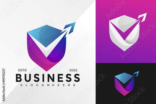 Colorful Modern Shield Check Business Logo Design Vector illustration template