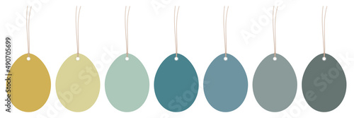 7 Hangtags Ostereier Senf Petrol Grau