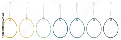7 Hangtags Ostereier Rahmen Senf Petrol Grau