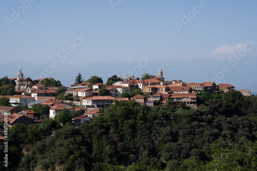 view of the city from the hill in the evening when the sea is quite dark there can be seen the roofs of buildings