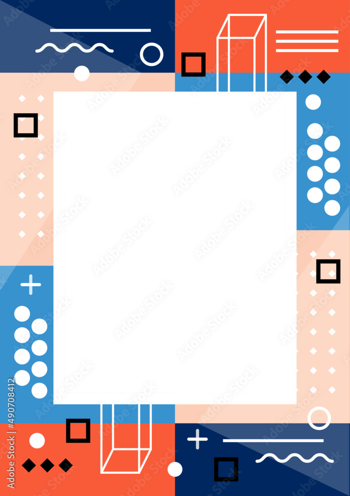 Rectangular Frame with Geometric Shapes and Abstract Elements Template