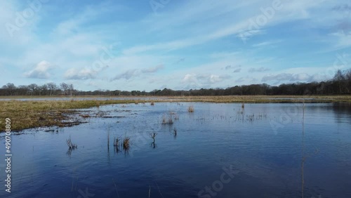 Wasmeer (Washing lake for animals) in Hilversum, the Netherlands, fly low over it photo