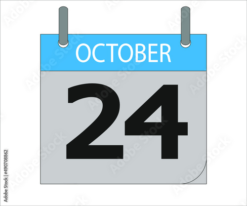 October 24th. Calendar icon. Date day of the month Sunday, Monday, Tuesday, Wednesday, Thursday, Friday, Saturday and Holidays