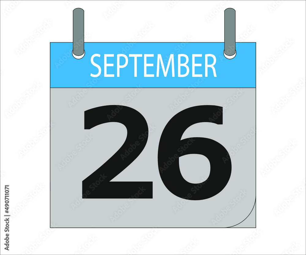 September 26th. Calendar icon. Date day of the month Sunday, Monday, Tuesday, Wednesday, Thursday, Friday, Saturday and Holidays September 26th. Calendar icon. Date day of the month Sunday, Monday, Tuesday, Wednesday, Thursday, Friday, Saturday and Holidays