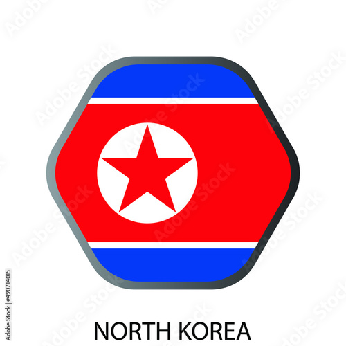 Free Download Flat hexagon flag of North Korea icon. Simple isolated button. Eps10 vector illustration. - GFXLoad