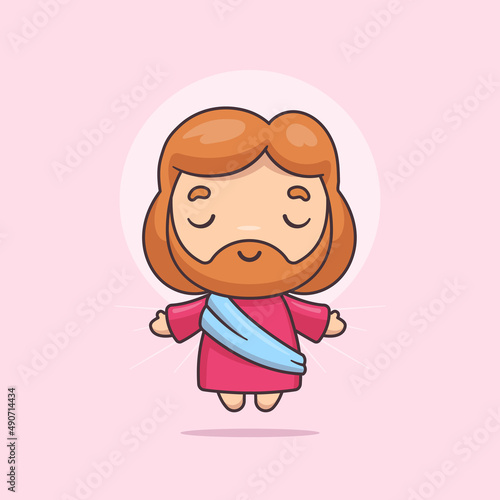 Jesus Christ kawaii cartoon character vector illustration