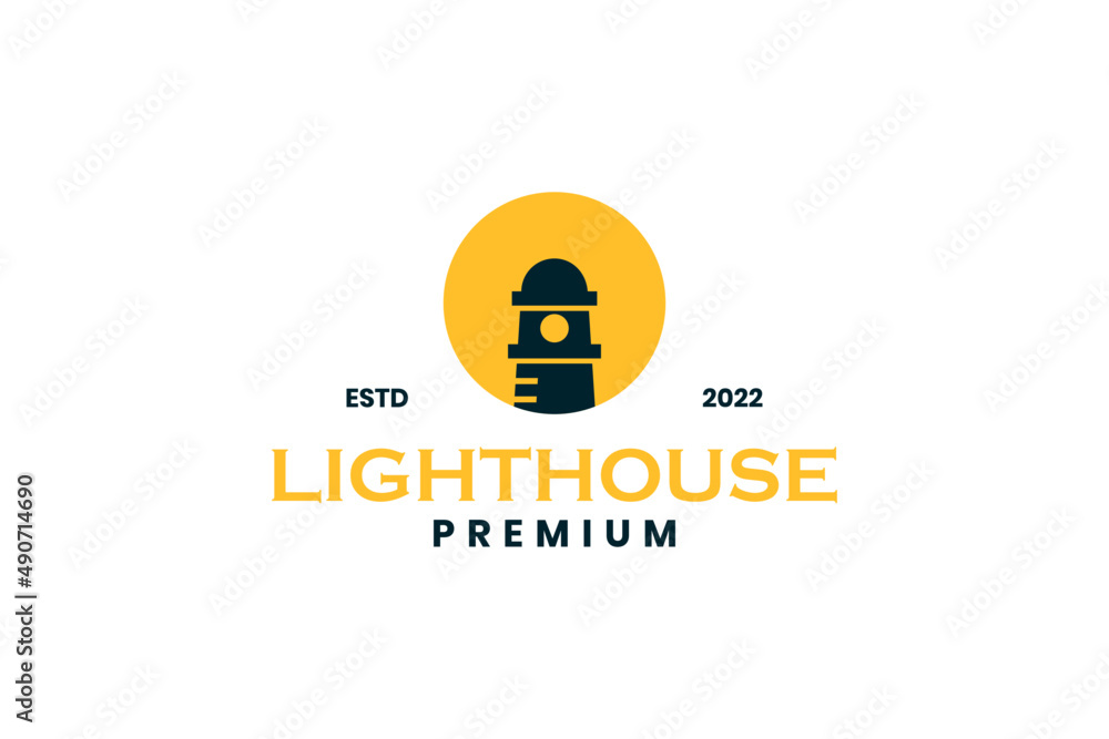 Modern lighthouse or searchlight logo design Modern lighthouse or searchlight logo design