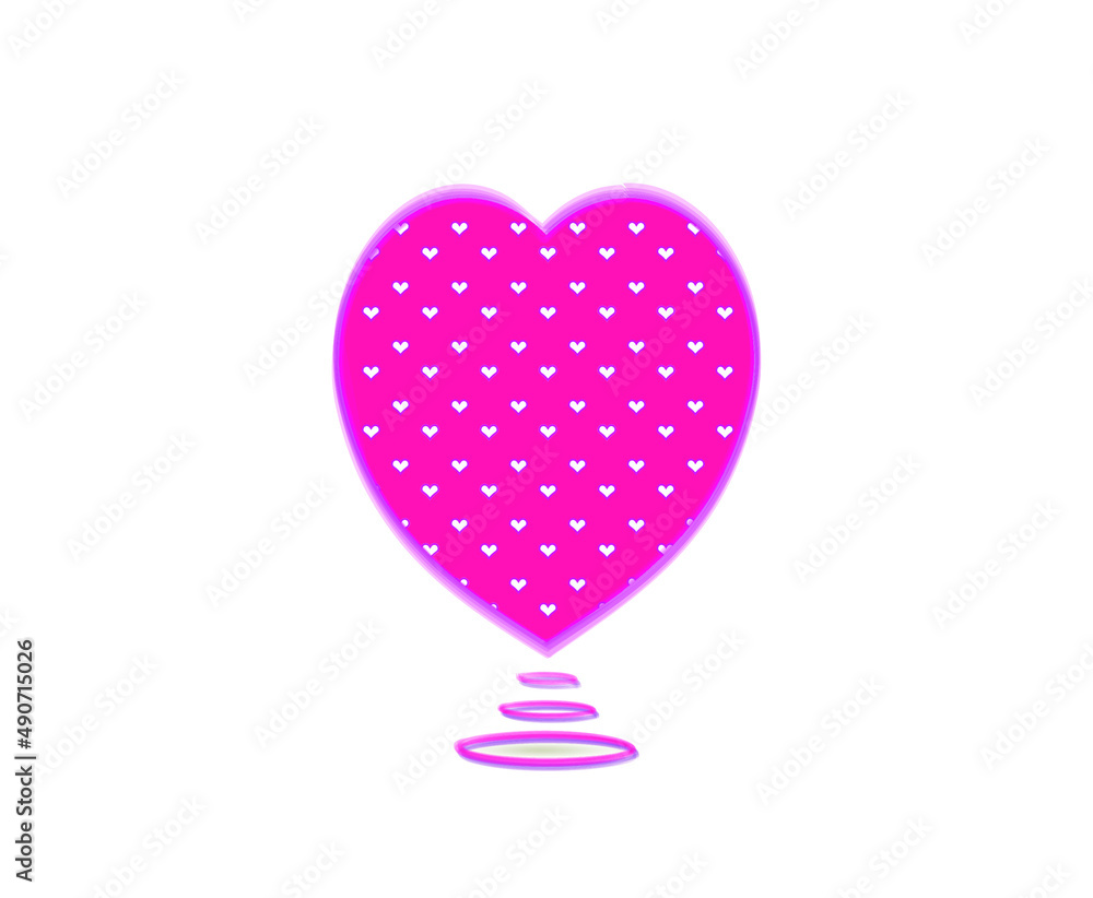 Pattern heart with shadow on pink background.