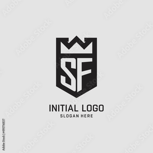 Initial SF logo shield shape, creative esport logo design