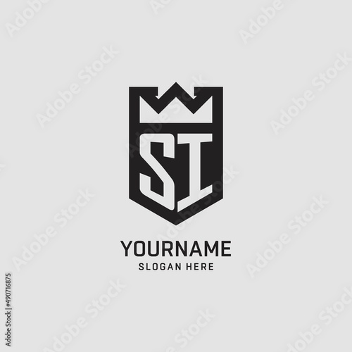 Initial SI logo shield shape, creative esport logo design