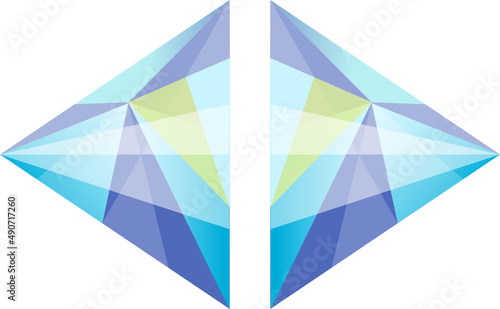 Geometric Shape and Futuristic Glowing Figure with Optical Prism and Surface