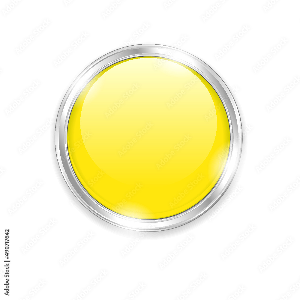 Yellow glass 3d button isolated on a white background Yellow glass 3d button isolated on a white background
