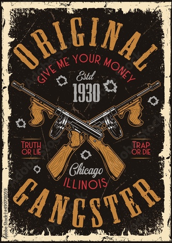 Vintage poster with crossed machine guns