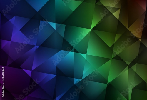 Dark Blue  Green vector shining triangular background.
