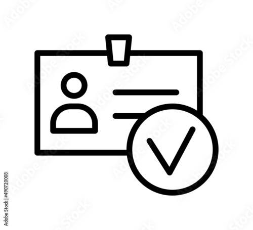 Identification card flat line icon. Document control, Identity card badge. Outline sign for mobile concept and web design, store