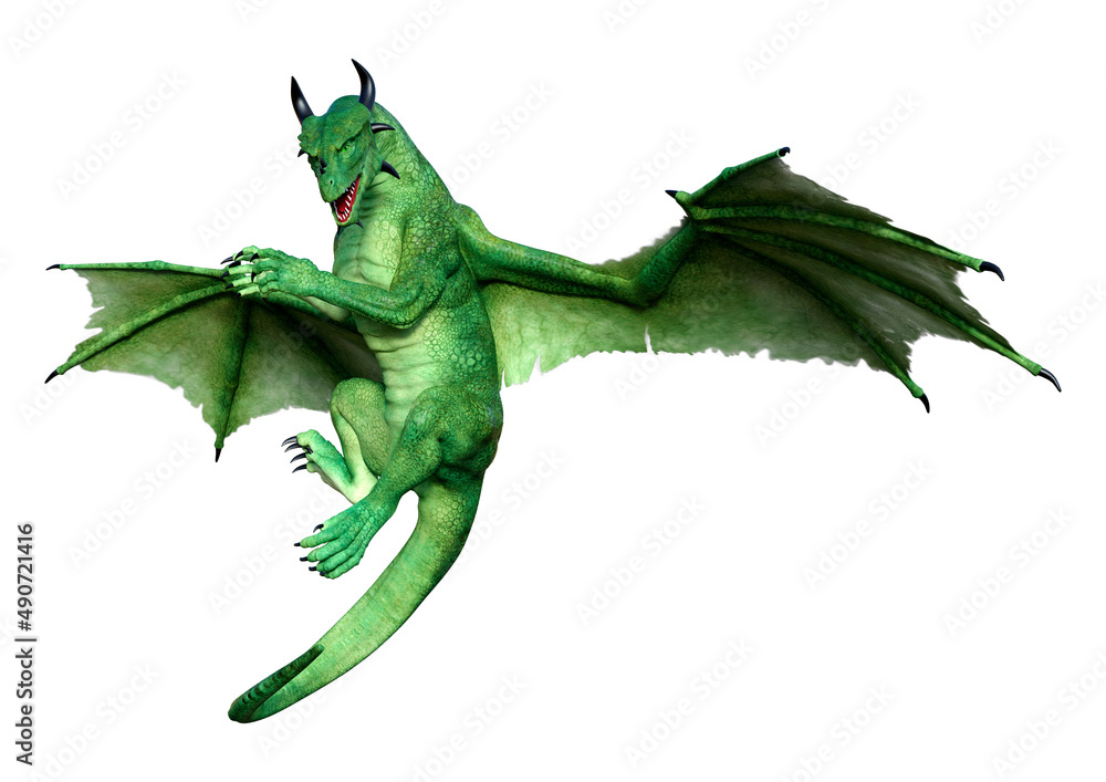 Fototapeta premium 3D Rendering Fairy Tale Dragon on White