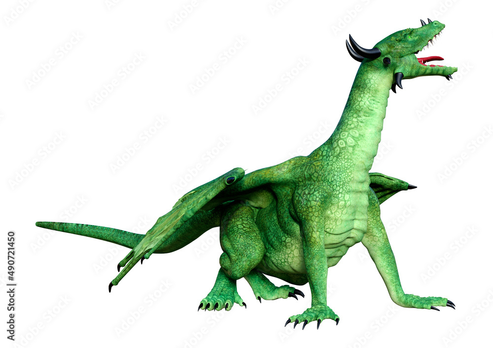 Obraz premium 3D Rendering Fairy Tale Dragon on White