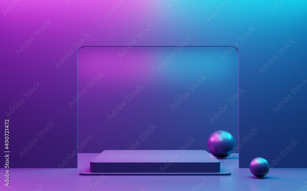 3d rendering of purple and blue abstract geometric background. Scene for advertising, technology, showcase, banner, cosmetic, fashion, business, metaverse. Sci-Fi Illustration. Product display 3d rendering of purple and blue abstract geometric background. Scene for advertising, technology, showcase, banner, cosmetic, fashion, business, metaverse. Sci-Fi Illustration. Product display