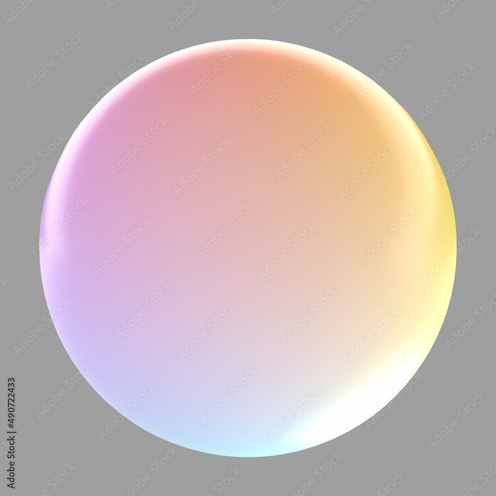 虹色に輝くシャボン玉の3Dイメージ