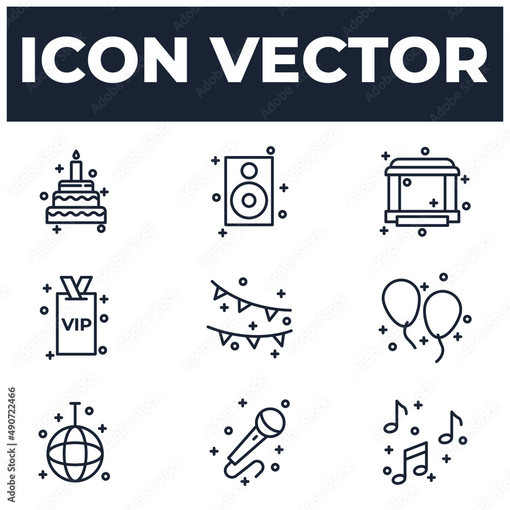 set of Music Festival or party elements symbol template for graphic and web design collection logo vector illustration set of Music Festival or party elements symbol template for graphic and web design collection logo vector illustration