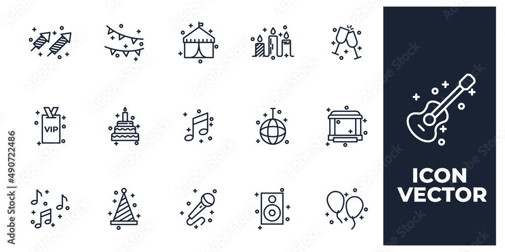 set of Music Festival or party elements symbol template for graphic and web design collection logo vector illustration